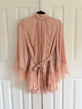 Lulu's Blush Pink Lace-Trim Dress
